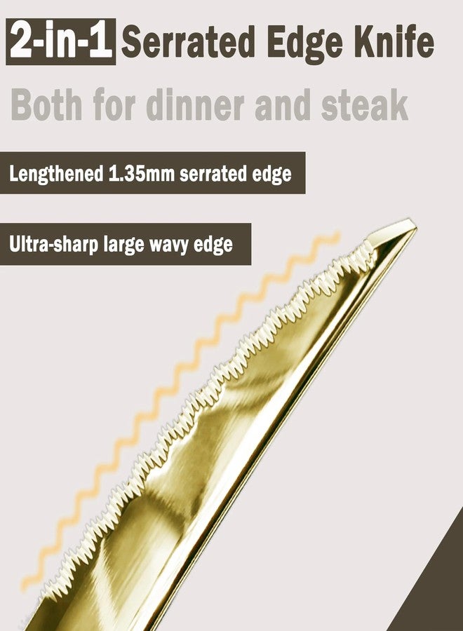 aDai Stainless Steel Korean Hammered Handle Luxury Dining Cutlery Set | Perfect for Home, Kitchen & Gifting (Pack of 20, Golden) - Image 4